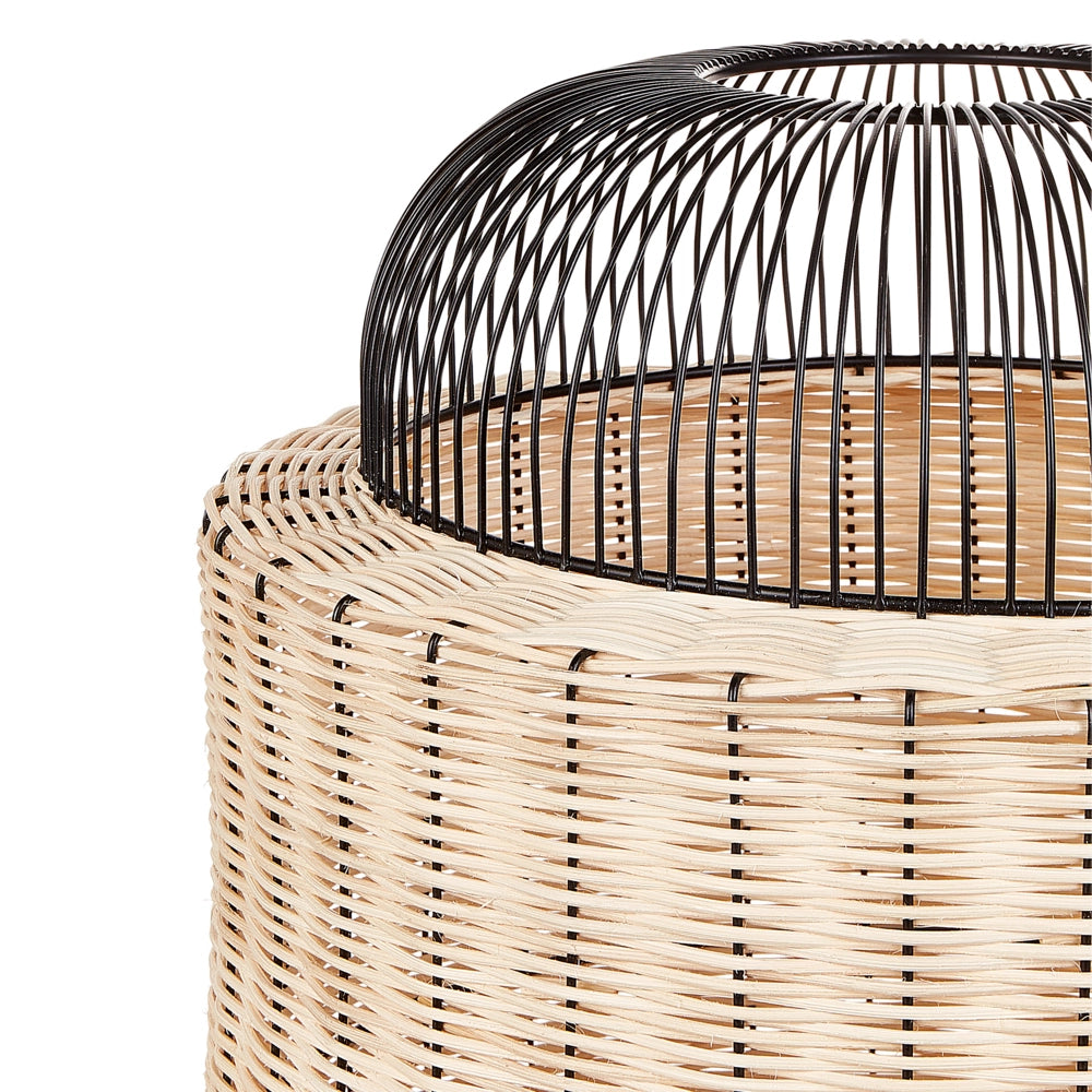 Lampada da tavolo in rattan naturale con paralume naturale e nero 55 cm stile boho soggiorno camera da letto