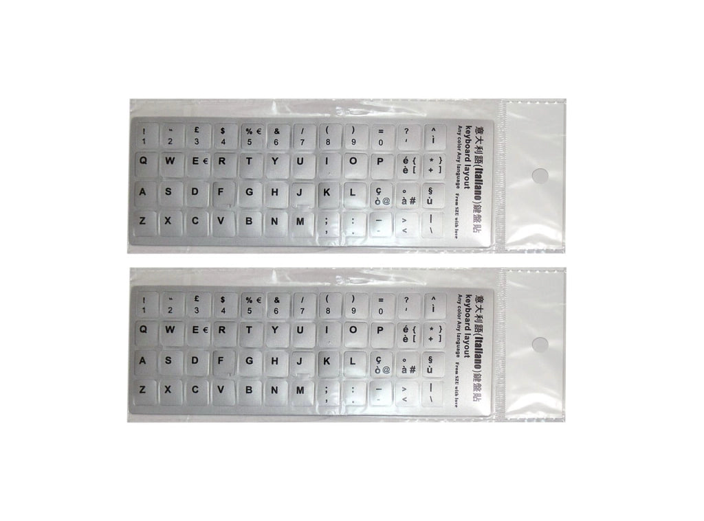 Kit 2 Adesivi Tastiera Silver Argento Layout ITALIANO per Tastiera PC Notebook
