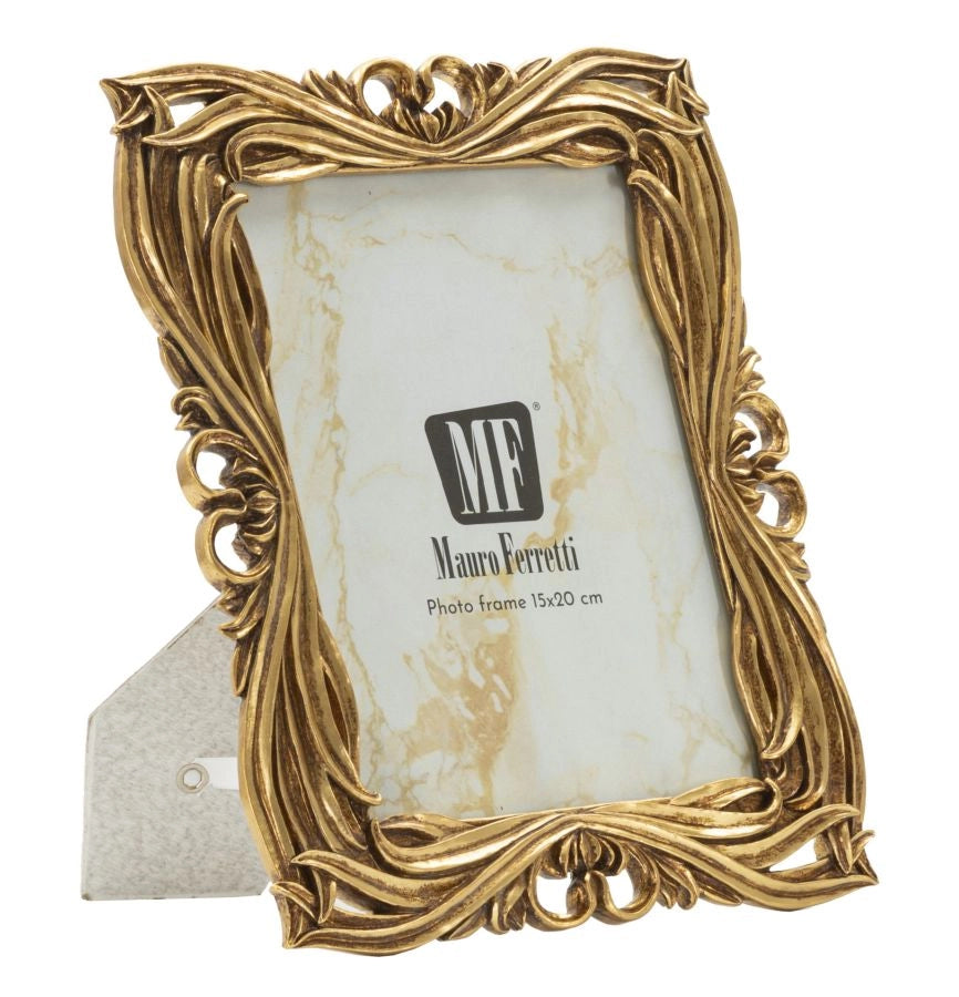 Cornice Baroque 21,8x1,8x26,5 cm in Resina e Vetro Oro