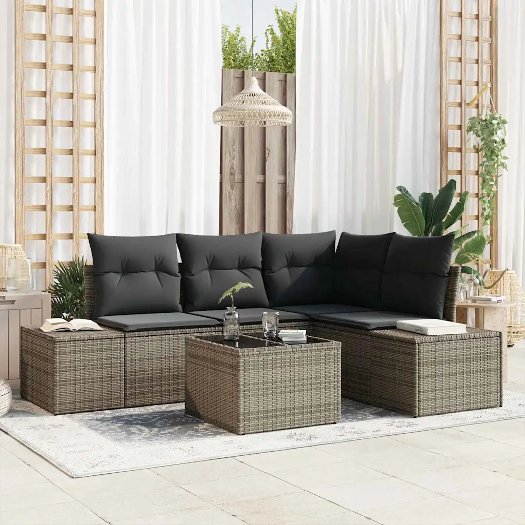 Set Divano da Giardino Grigio chiaro polyrattan 3355718