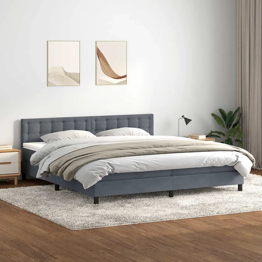 Giroletto a Molle con Materasso Grigio Scuro 180x210 cm Velluto 3316606