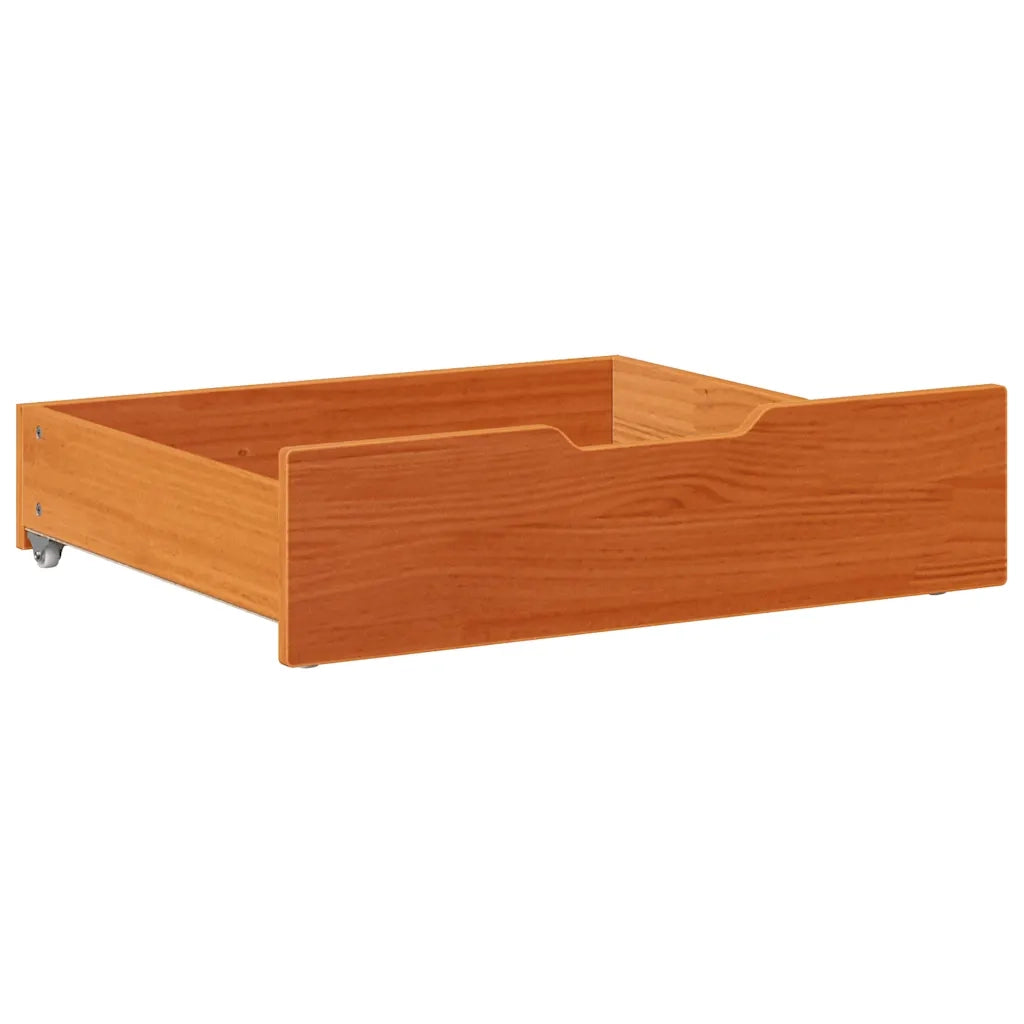 Cassettoni per Letto 2pz Marrone Cera 75x55x17 cm Legno di Pino