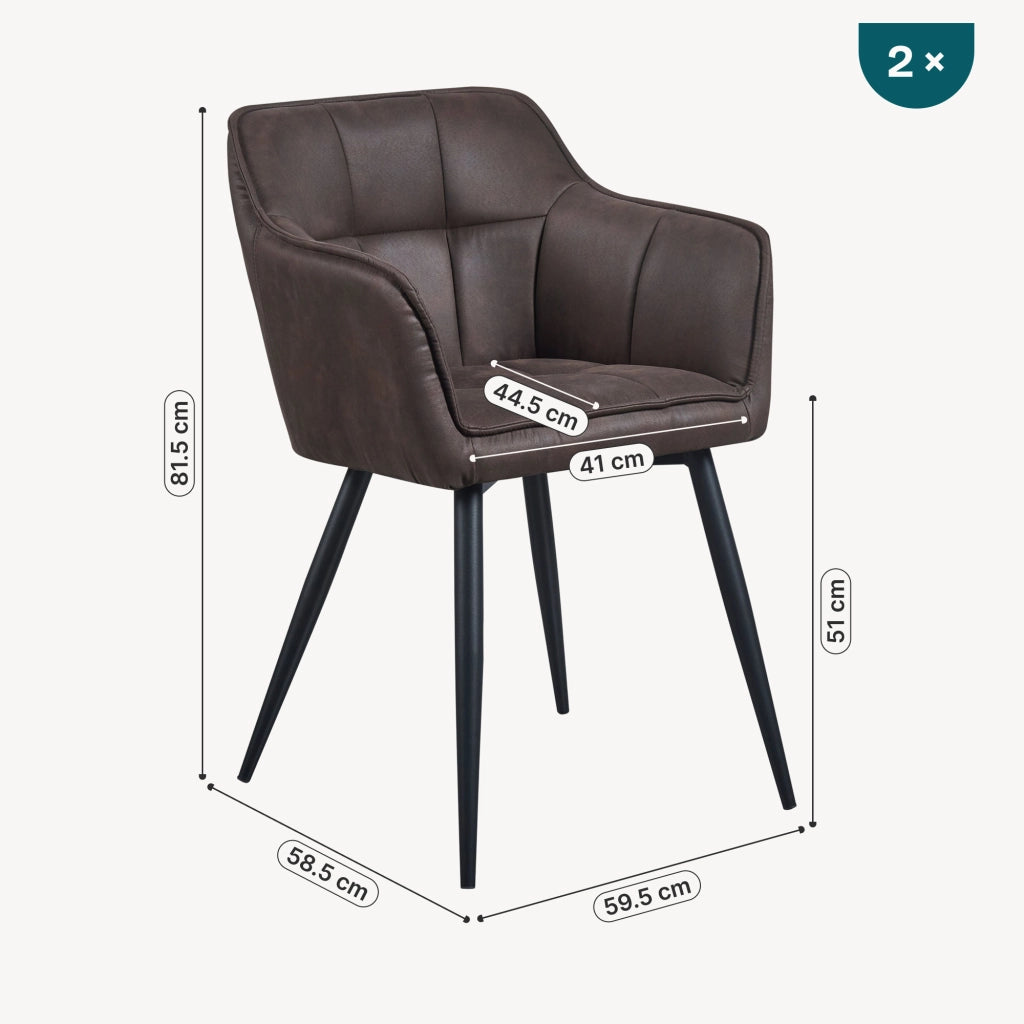 Set di 2 Sedie per Sala Pranzo Birmingham Effetto Velluto Marrone Scuro [en.casa]