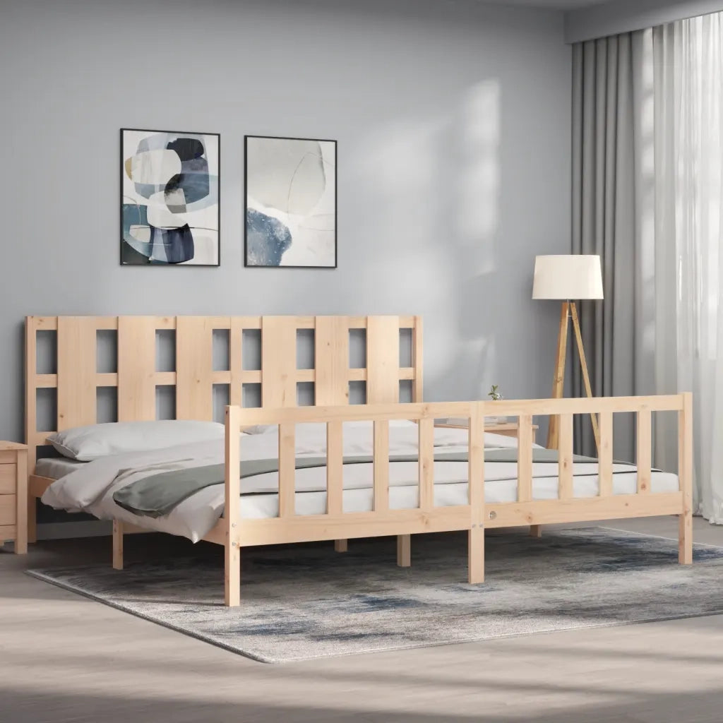 Giroletto senza Materasso-Struttura Letto 200x200 cm in Legno Massello di Pino 903724