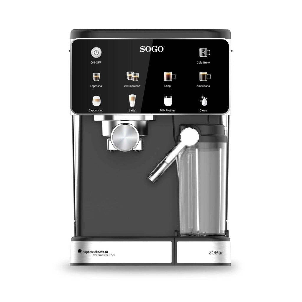 Macchina caffè espresso 4 in 1 20 bar con cappuccinatore, serbatoio 1,5L e pannello touch per capsule e macinato - Sogo