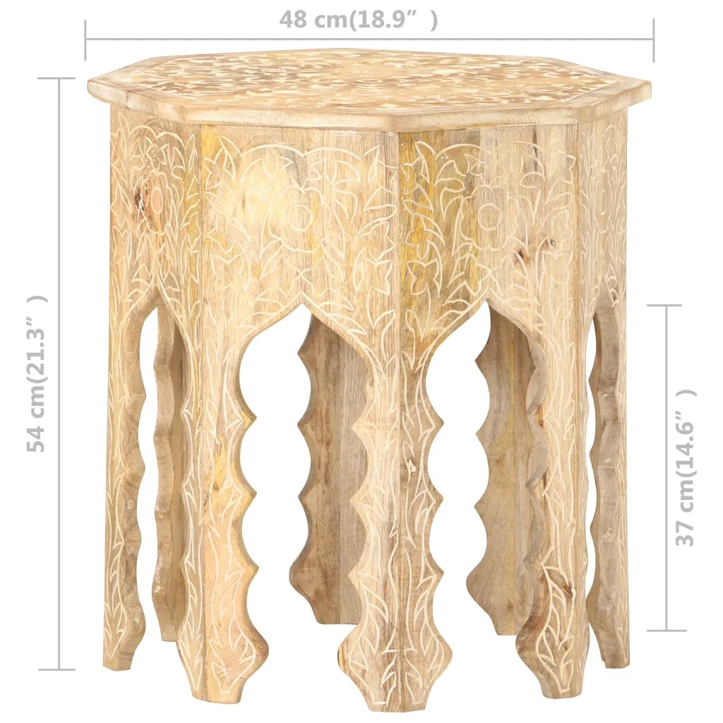 Tavolino da Salotto Ã˜48 cm in Legno Massello di Mango