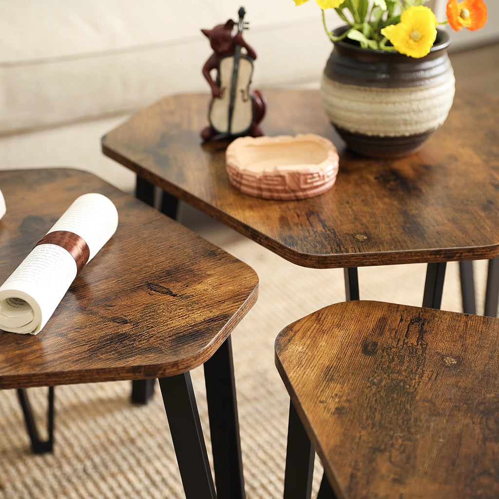 Tavolini da caffè rustici Valora TABLES 3 pezzi per soggiorno x3