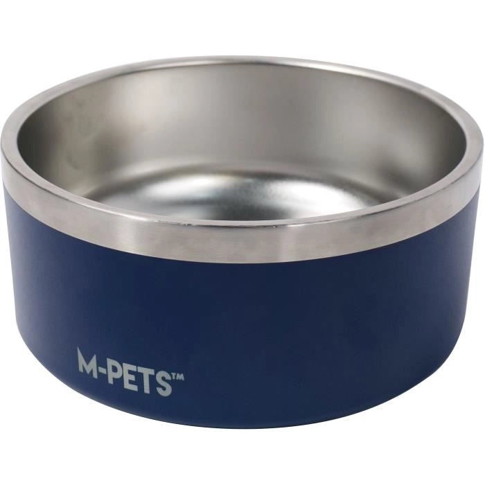 Ciotola - M PETS - ESKIMO - Doppia parete 2 L - Blu - Acciaio inossidabile, antiscivolo, inodore, antiruggine, lavabile