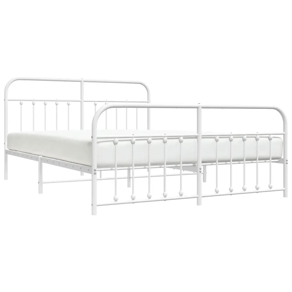 Giroletto con Testiera e Pediera-Struttura Letto Metallo Bianco 183x213 cm 406263