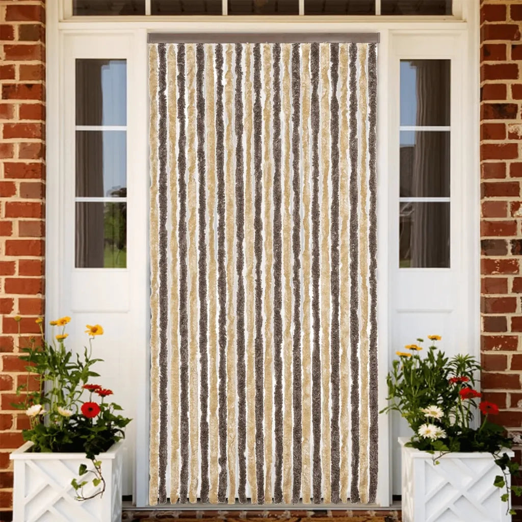 Tenda Antimosche Marrone Scuro e Beige 100x230 cm in Ciniglia CFW3526242