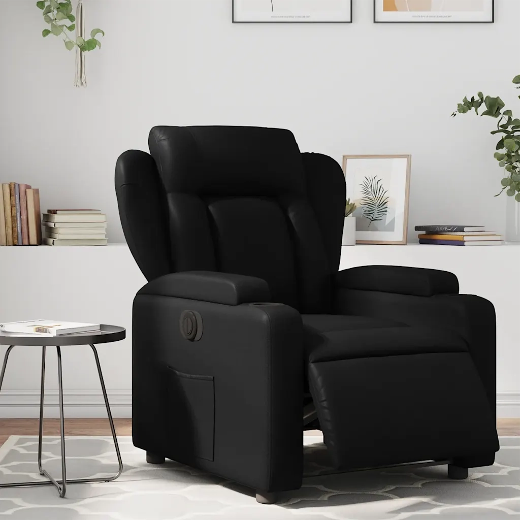 Divano Sedia-Poltrona Reclinabile Elettrica Nera in Similpelle 647102