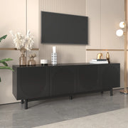 OKWISH Mobile TV con 4 Ante e Ripiani Regolabili, Apertura a Pressione, per Soggiorno, Nero, 175 x 38 x 56 cm