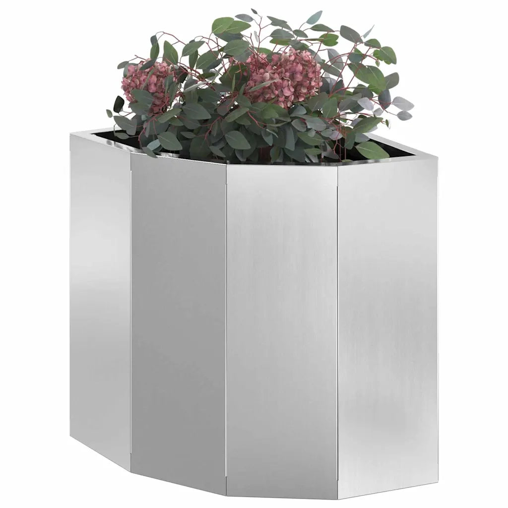 Fioriere | Cassetta per fiori | Vaso d'angolo Argento 30 x 30 x 35 cm Acciaio zincato