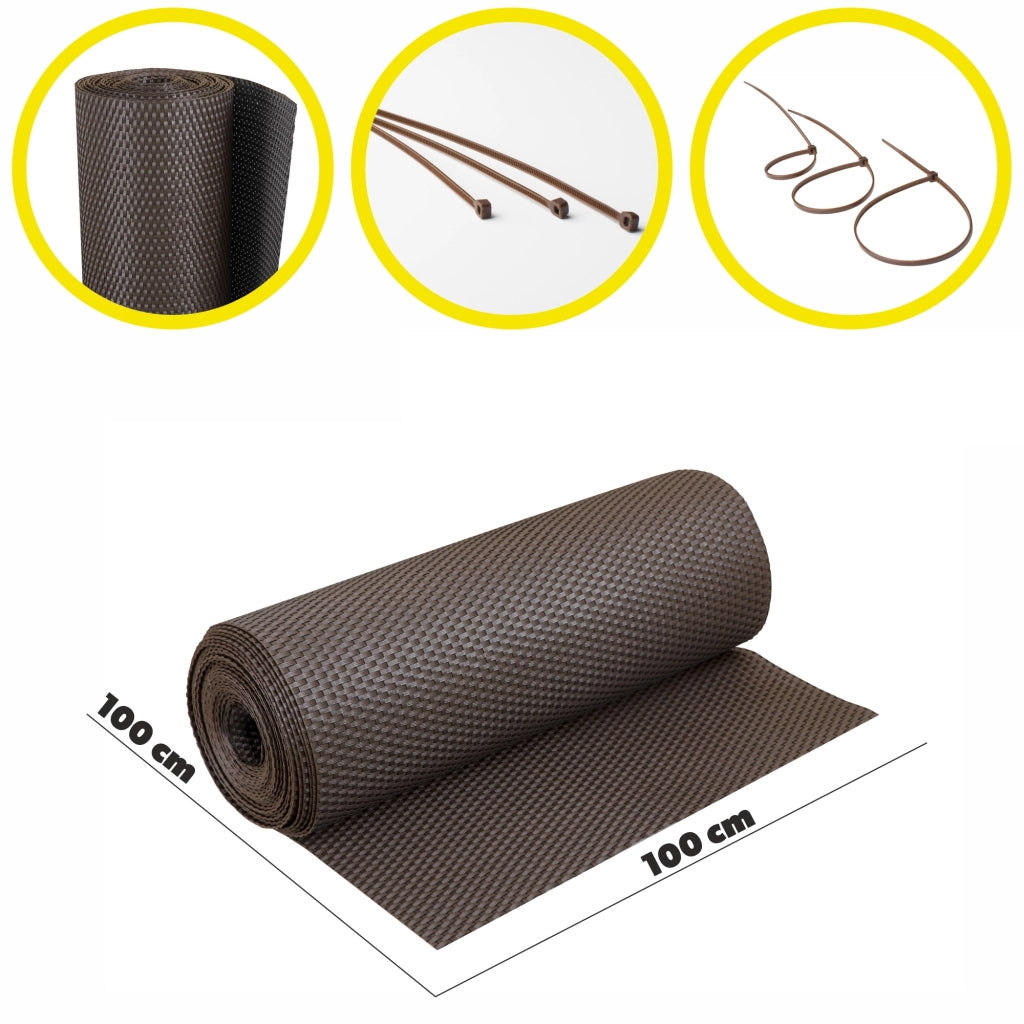 Telo copribalcone in tecnorattan KADAX 1x1M Marrone Scuro Premium Custom-Mat