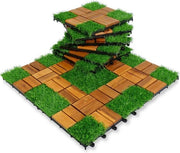 Tegoli in legno pavimentazione di finto prato per balcone 30 x 30 cm 10 tegoli = 0,9 m² pavimentazione per balcone e terrazza tegoli in pannelli resistenti all'usura per esterni pavimenti per terrazze e patio