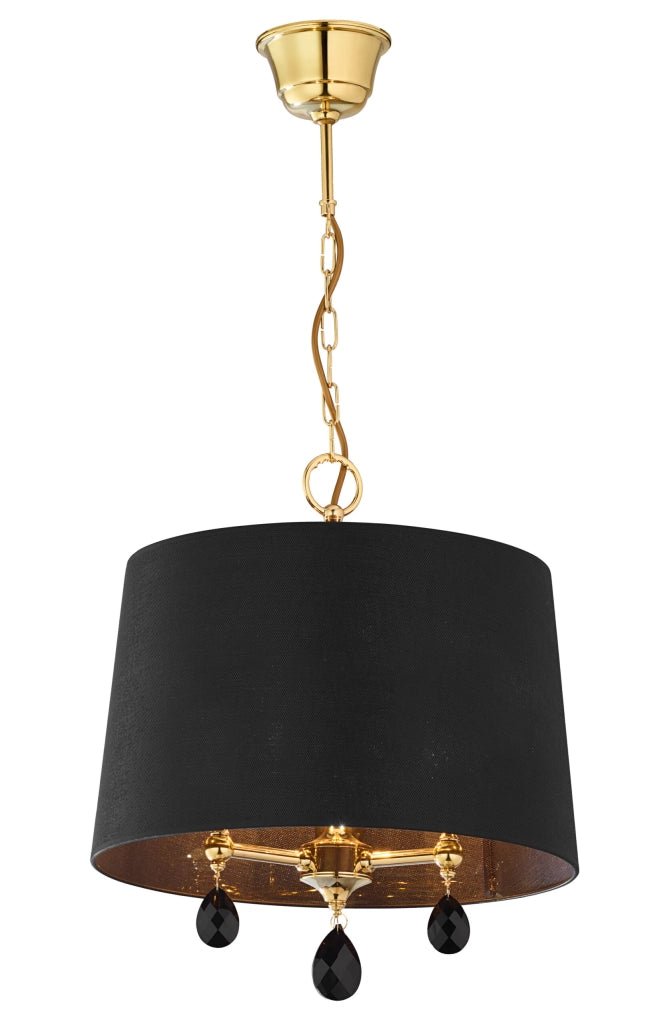 Lampadario EGIDA Jupiter ottone nero 3xE27 cristalli