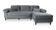 Divano angolare 3 posti con chaise longue destra velluto grigio - Washington - DI-WA01VLT-CLDX