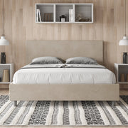 Letto matrimoniale francese senza rete imbottito 140x190 microfibra sabbia Adele