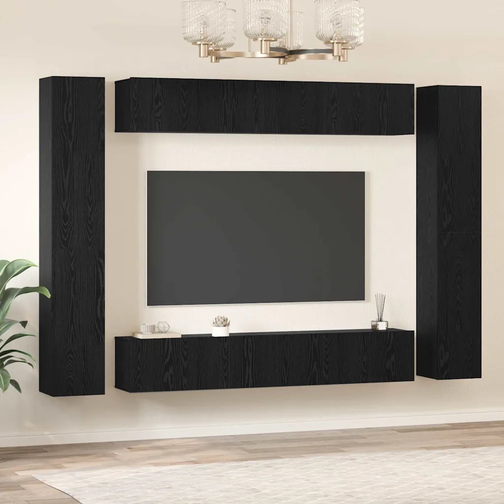 vidaXL Set mobile TV 10 pcs Rovere nero Media 30.5 x 30 x 90 cm