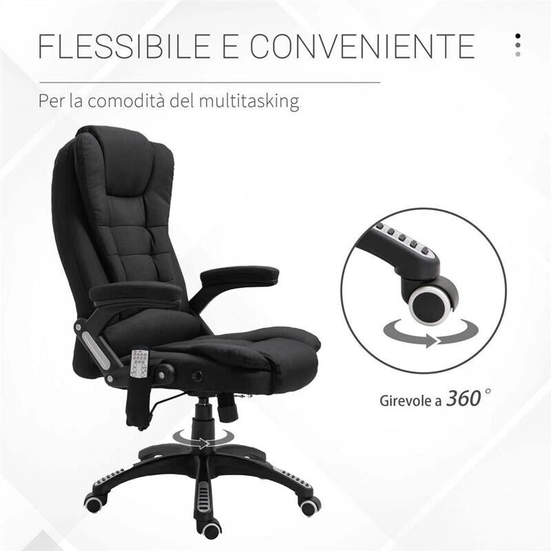 POLTRONA MASSAGGIANTE DA UFFICIO REGOLABILE  67X74X107-116CM NERA