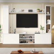 Set TV a Parete Completo 4 Pezzi 180x35x33.5cm - Xylo - con Vetrine, Bianco, fino a 80"
