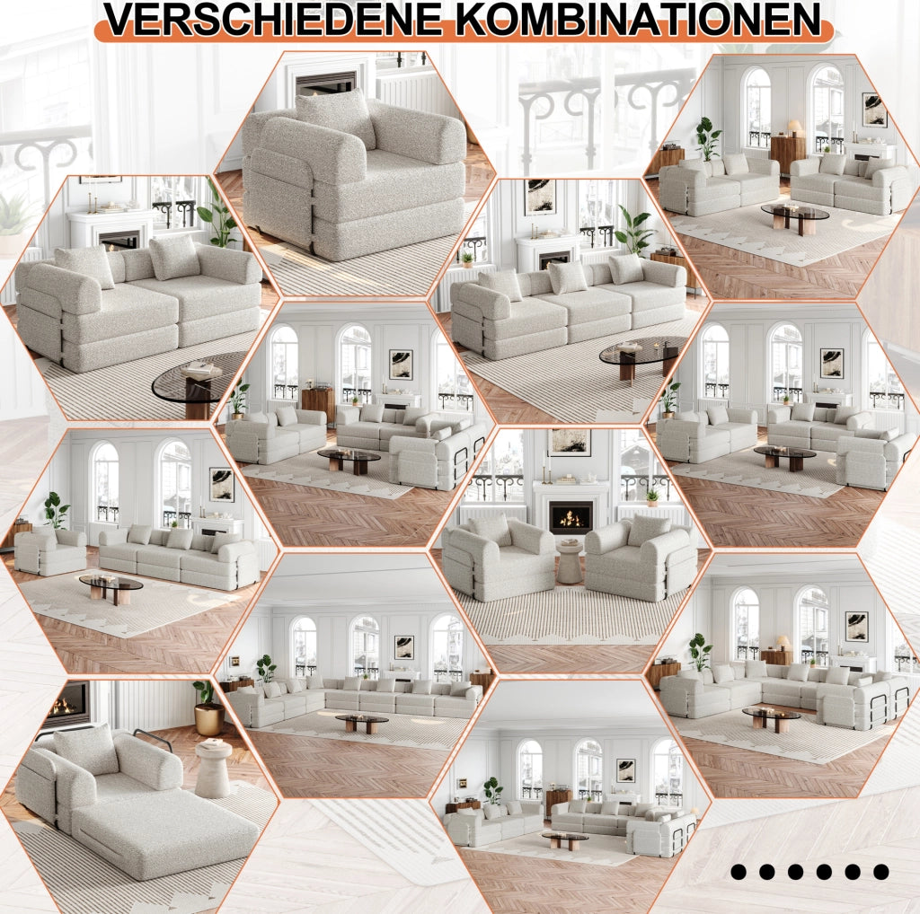 Divano letto singolo Chenille 2-in-1 con cassetto bracciolo e struttura in metallo