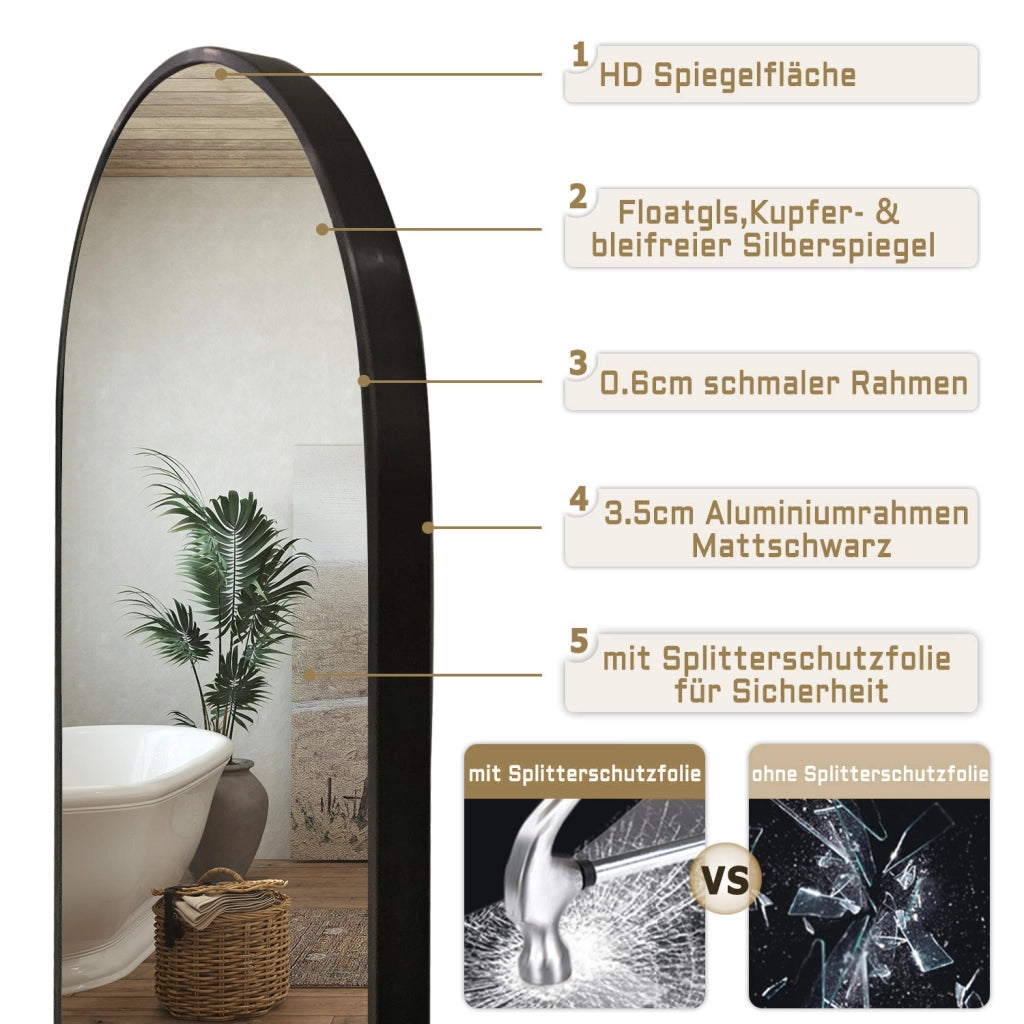 Specchio a corpo intero 150x50cm, design moderno e adatto per svariate scenari.