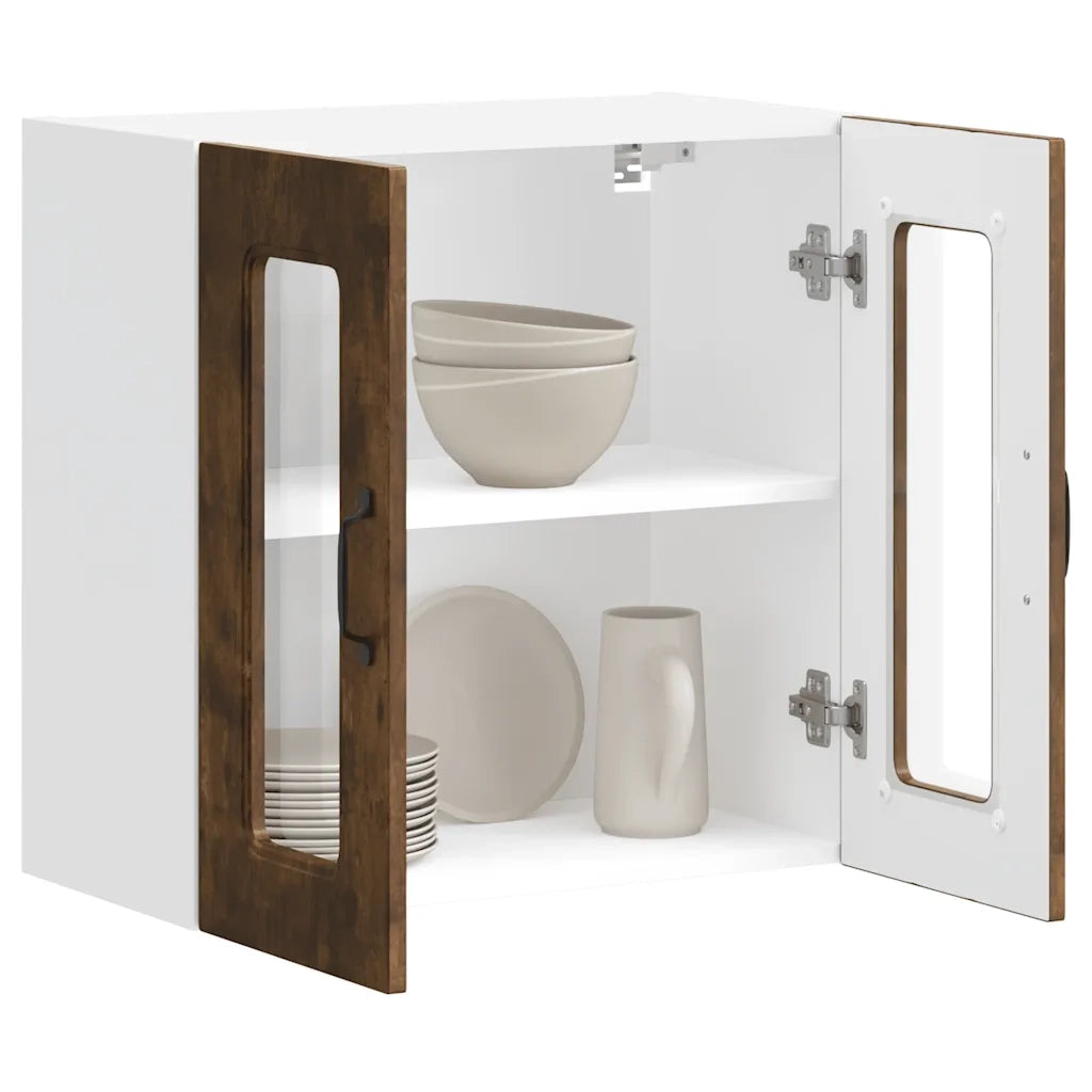 Pensile da Cucina | Mobile da Cucina con Porta in Vetro Kalmar Rovere Fumo