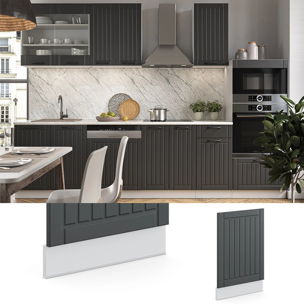 Pannello frontale Fame-Line Antracite rustico/Bianco 45 cm, PL Marmo Vicco