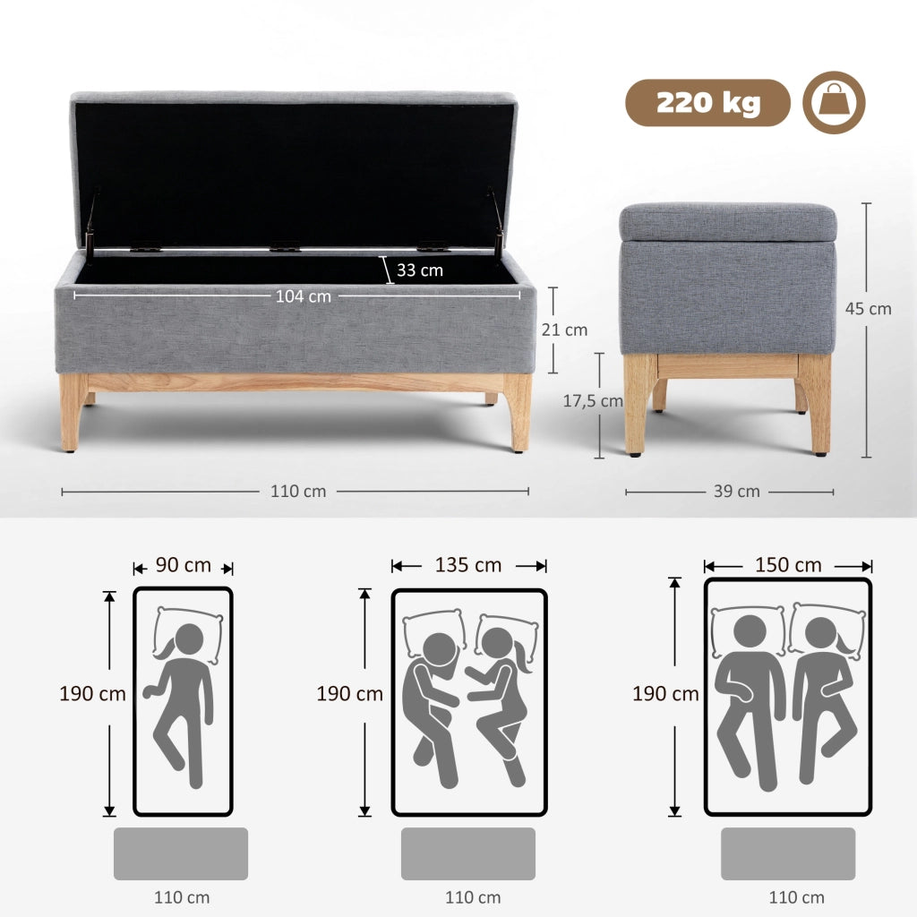 Baule contenitore in tessuto ¨C zephmum ¨C grigio 110x39x45