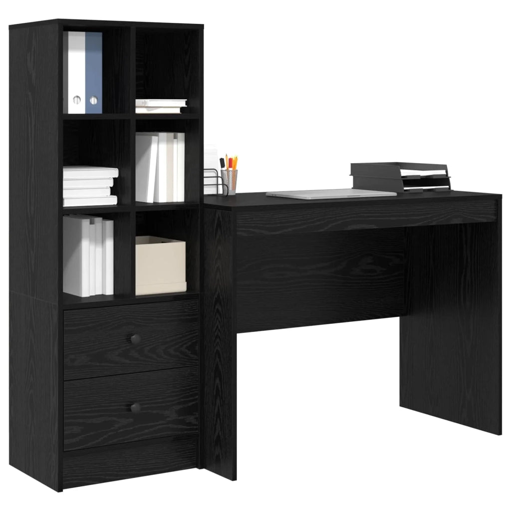 Scrivania con cassetto 2 pcs Rovere Nero 3337370
