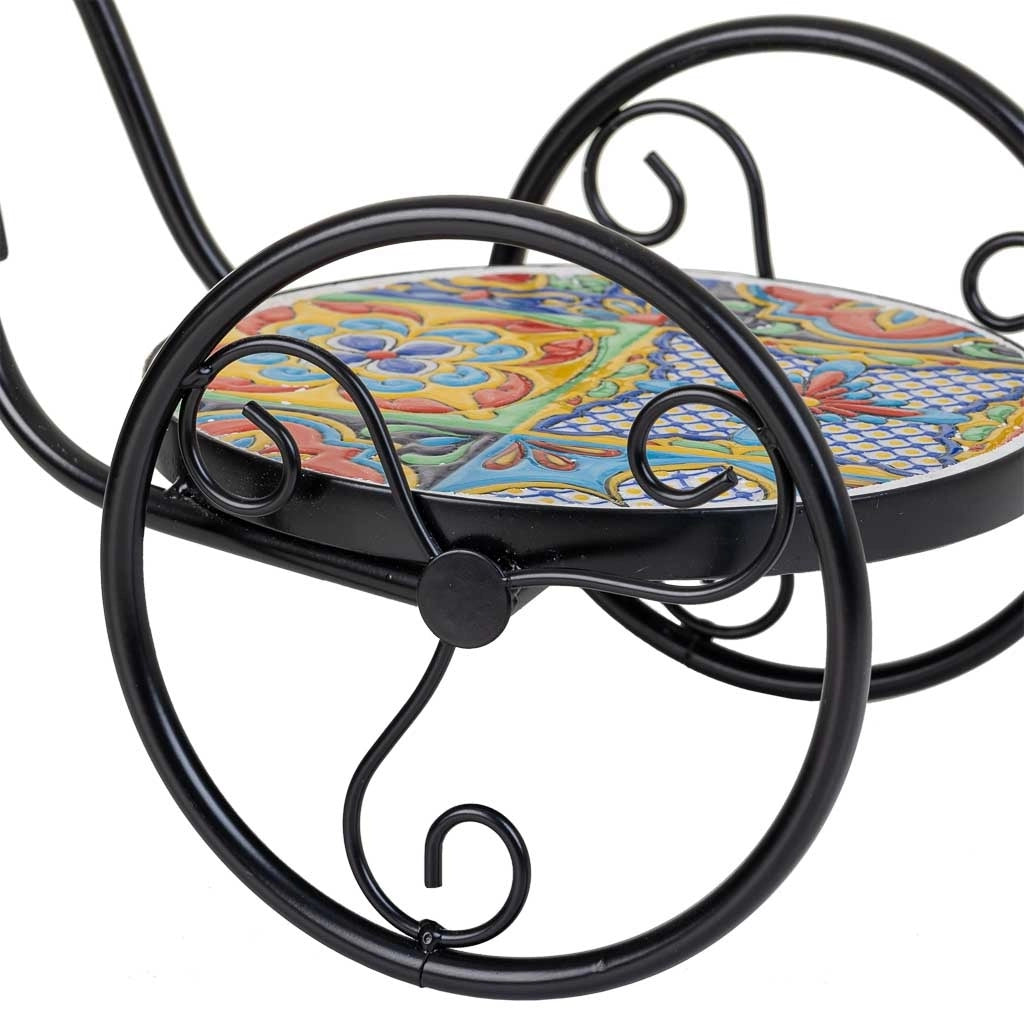 Portavaso bici in mosaico e metallo Multicolore 53x23,5x36h