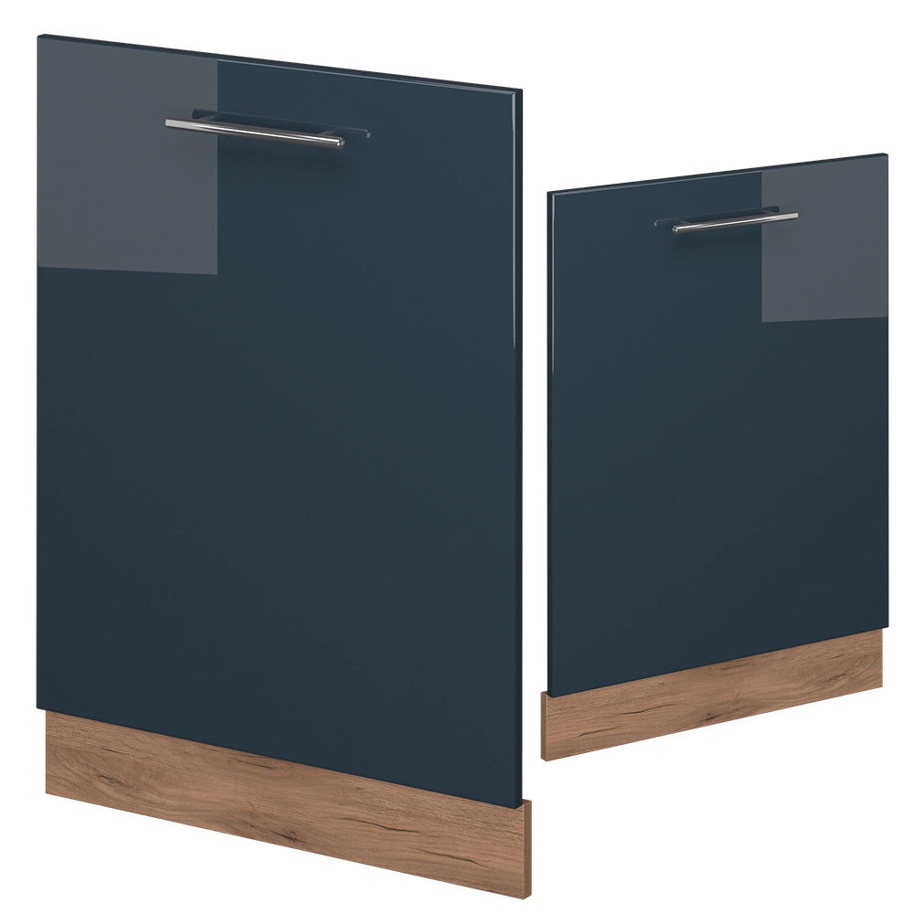 Pannello frontale della lavastoviglie Fame-Line Blu scuro lucido/Rovere dorato 60 cm, PL Antracite Vicco