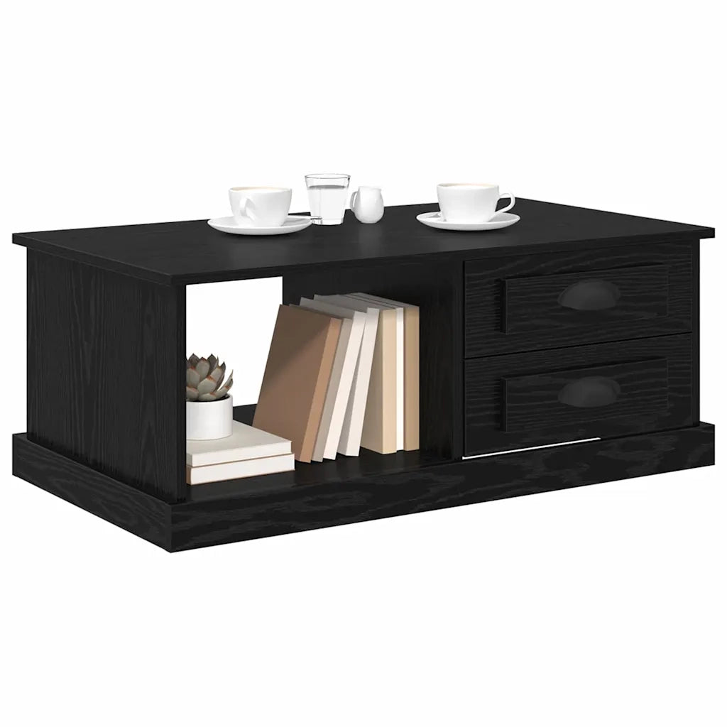 Tavolino da salotto con cassetto Rovere Nero 90 x 50 x 35 cm