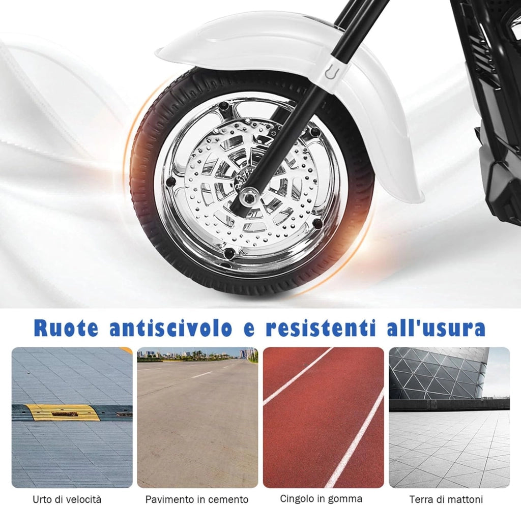 6V Moto Elettriche per Bambini, Moto Cavalcabile Marcia Avanti e Indietro, Portanza di Peso 30kg (Bianco)