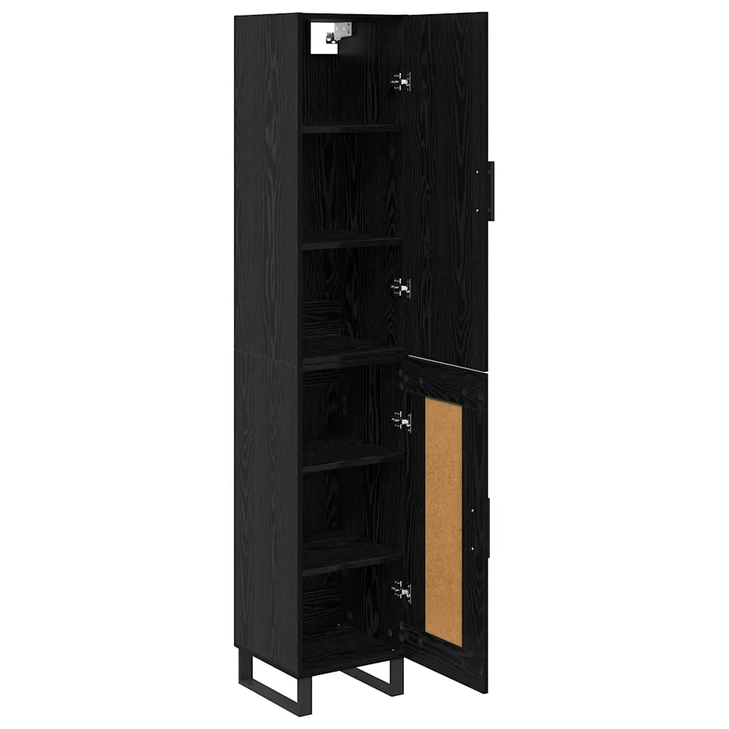 Credenza | Madia | Buffet da pranzo | Armadio da pranzo Rovere Nero 34,5 x 34 x 180 cm Legno multistrato