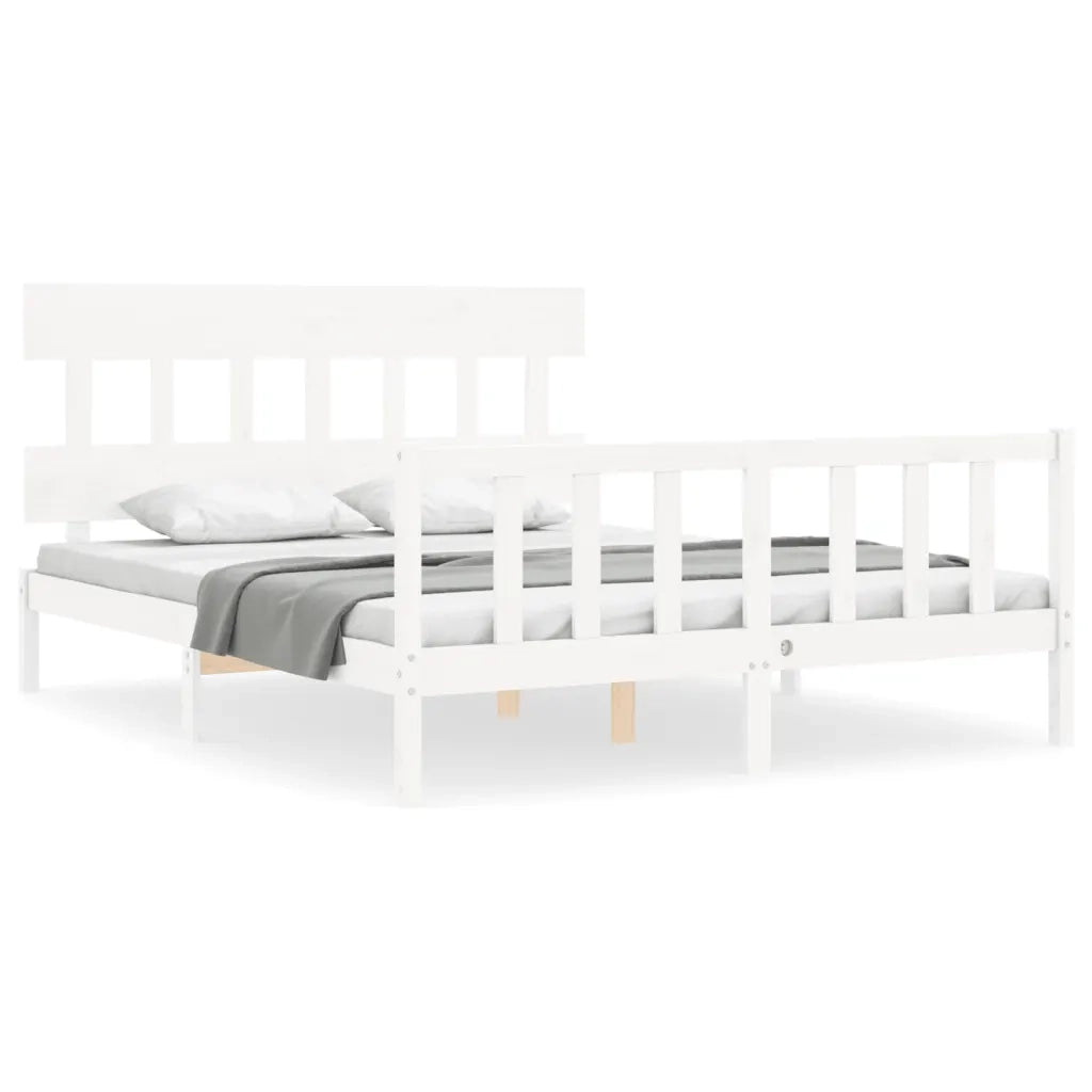 Giroletto senza Materasso-Struttura Letto Bianco 160x200 cm Legno Massello Pino 614843