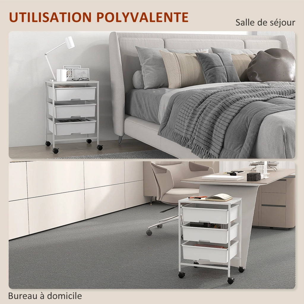 Carrello Cucina 3 Ripiani con Ruote ¨C Xylo ¨C Acciaio Metallo Nero per Organizzazione Casa