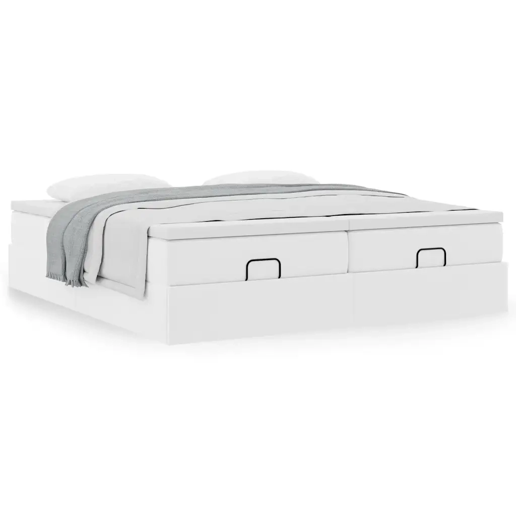 Struttura Letto Pouf con Materassi Bianco 180x200 cm Similpelle 3311225