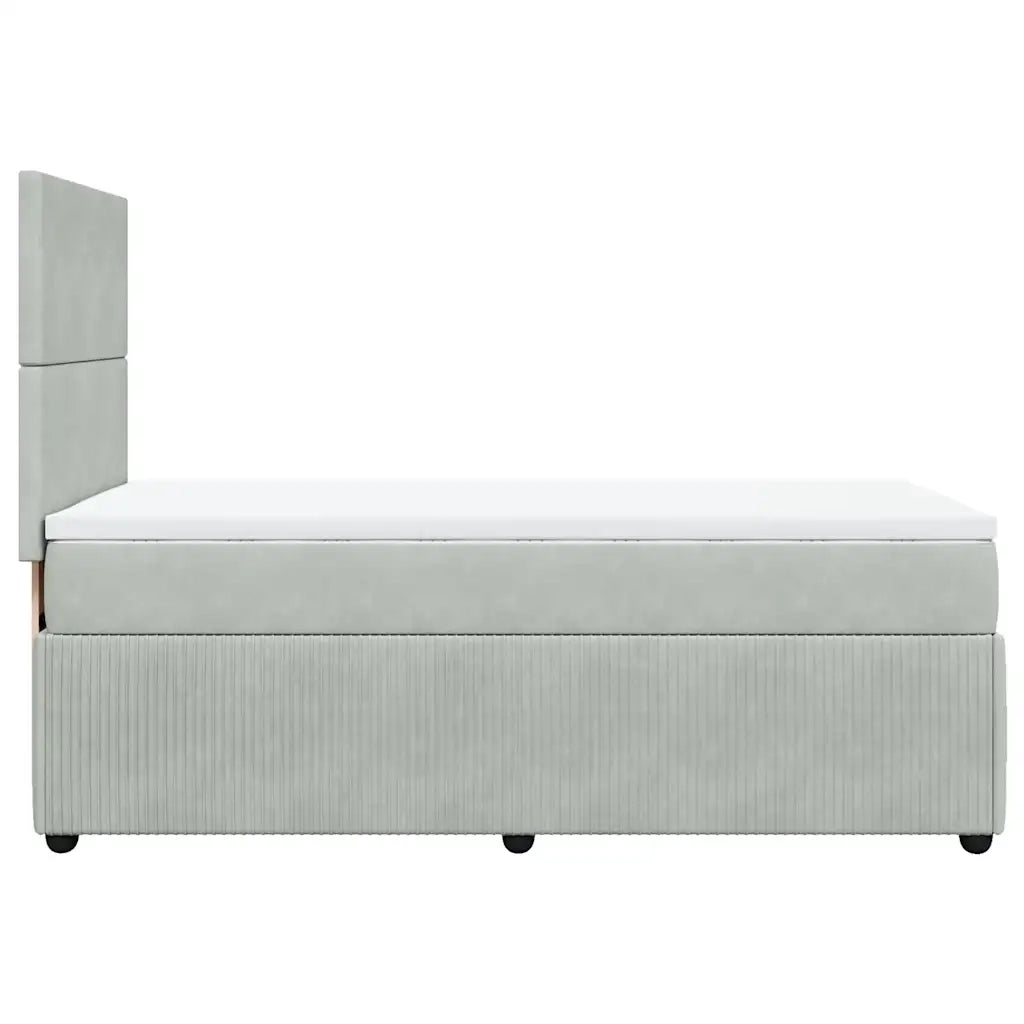 Giroletto a Molle con Materasso Grigio Chiaro 90x200 cm Velluto