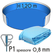 Liner Per Piscina A Forma Circolare  4,60 X H. 1,50 M Sabbia - Attacco P3 - Spessore 0,80 Mm Colore: Azzurro, Tipo attacco: P1, Altezza: 1.20 m