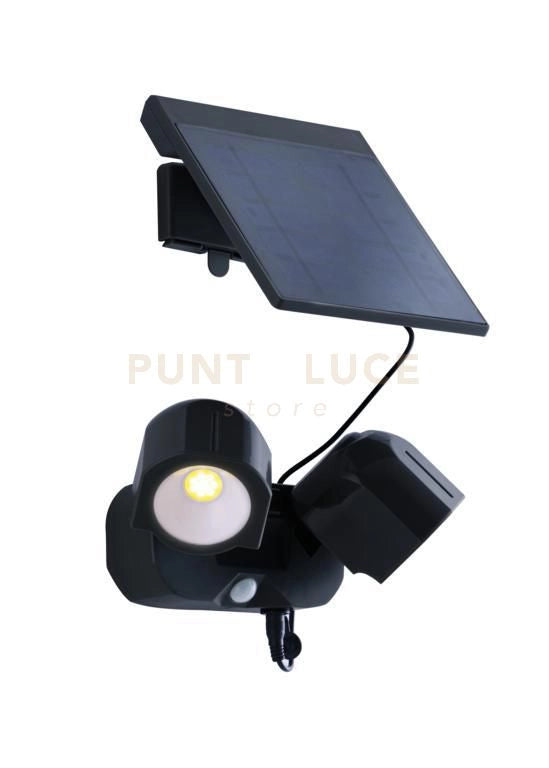 PROIETTORE LED SHIVA ANTRACITE 2 LUCI 3W 230LM 4000K CON PANNELLO SOLARE E SENSORE DI MOVIMENTO IP54 16X7,26X10,95CM