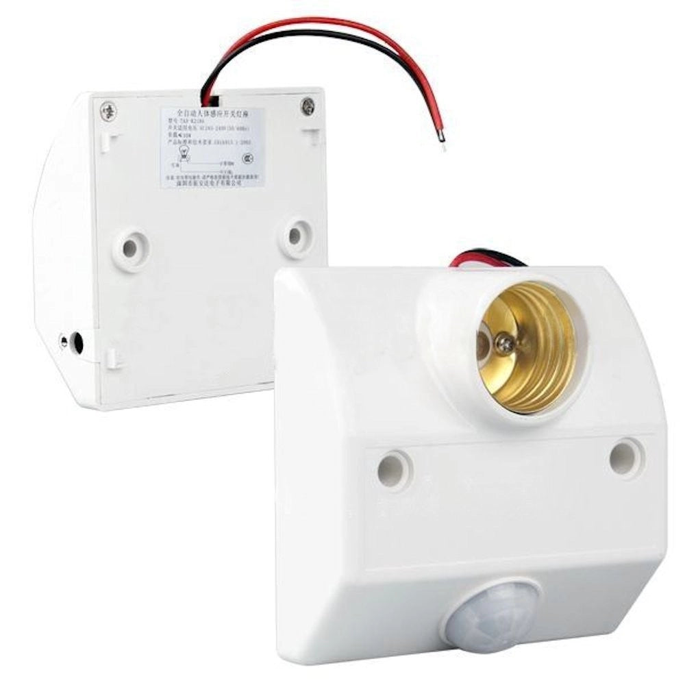 Trade Shop - Portalampada E27 Porta Lampada Con Sensore Movimento Pir Infrarossi Portalampade -