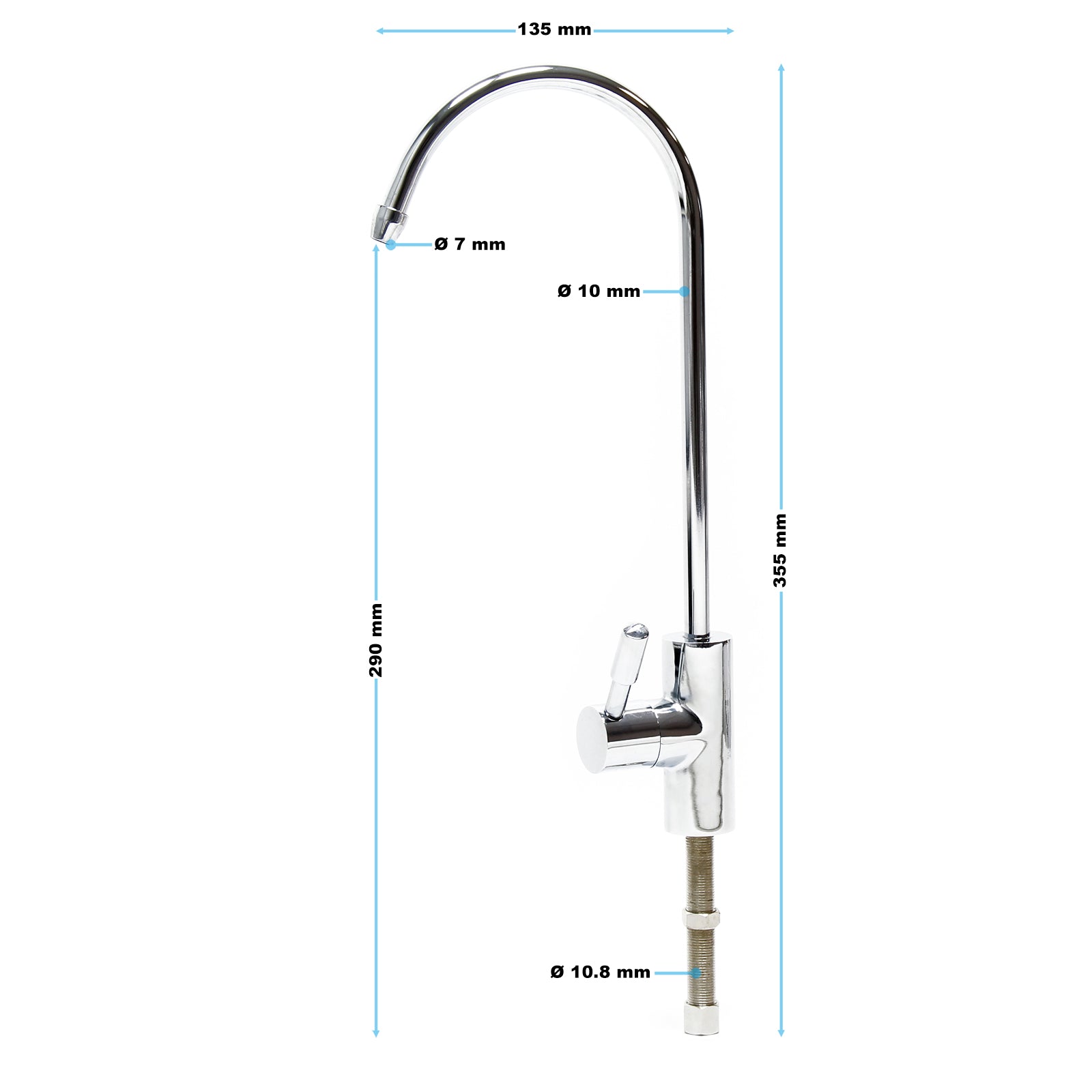 Naturewater Rubinetto 6,35 mm (1/4") Design II D-13 per sistema a osmosi inversa (RO)