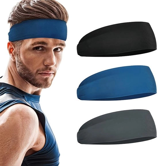 Bande di protezione per sport 3 pezzi - Bandana assorbente di sudore - Antiscivolo - Respirante - Unisex - Bande super elastiche