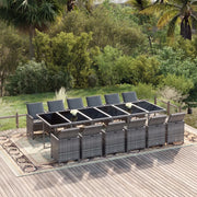 Set da Pranzo per Giardino 13 pz con Cuscini Polyrattan Grigio cod mxl 38609