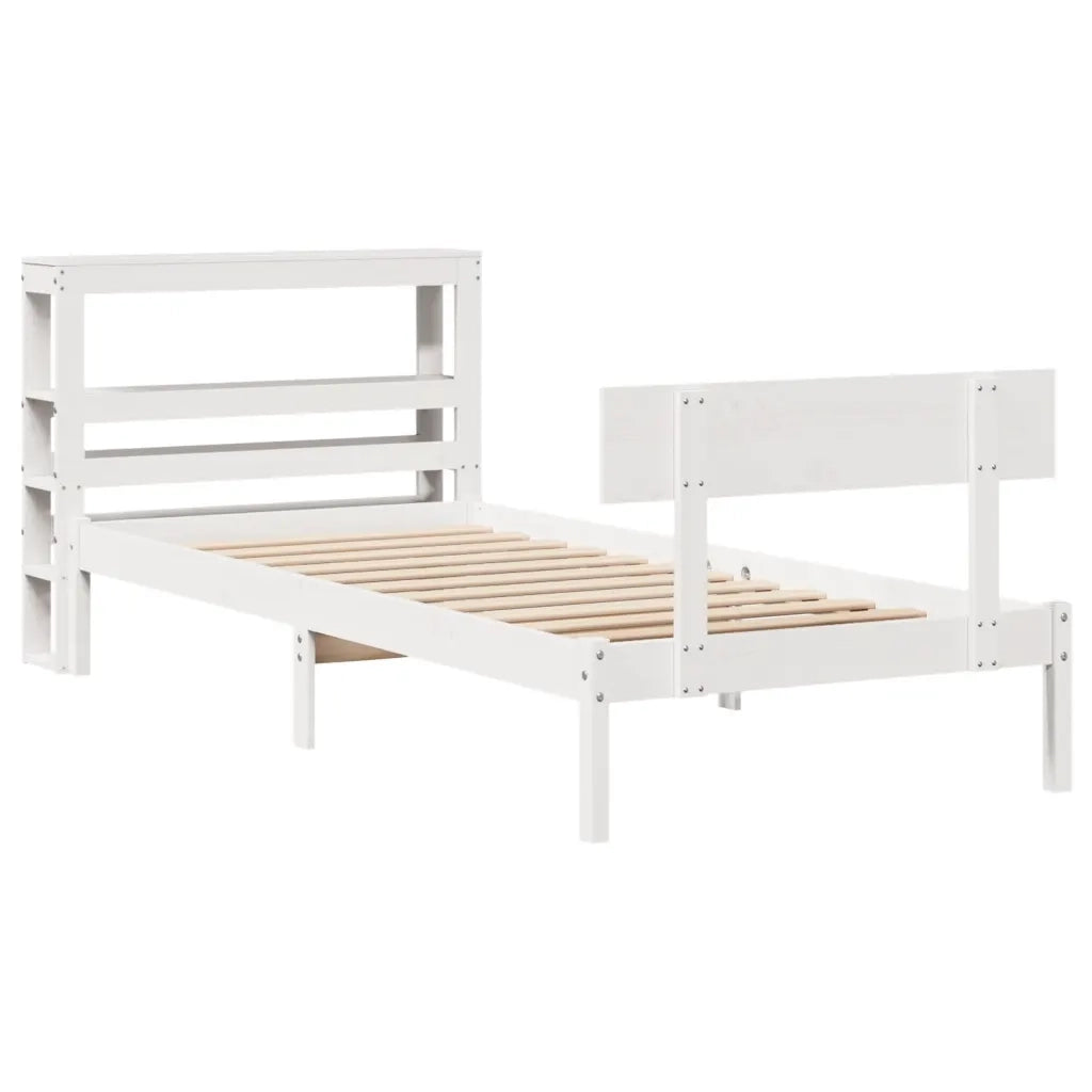 vidaXL Letto senza Materasso Bianco 75x190 in Legno Massello di Pino
