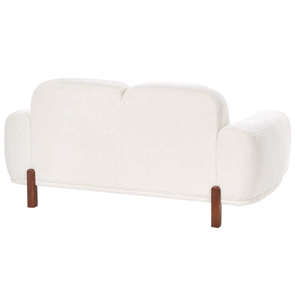 Set da salotto a 4 posti Rivestimento bouclé color bianco Divano a 2 posti e 2 poltrone Morbido Moderno Organico Basso Curvilineo