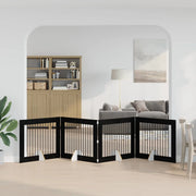 Cancello per cani pieghevole con supporti 4 pcs Rovere Nero 892061