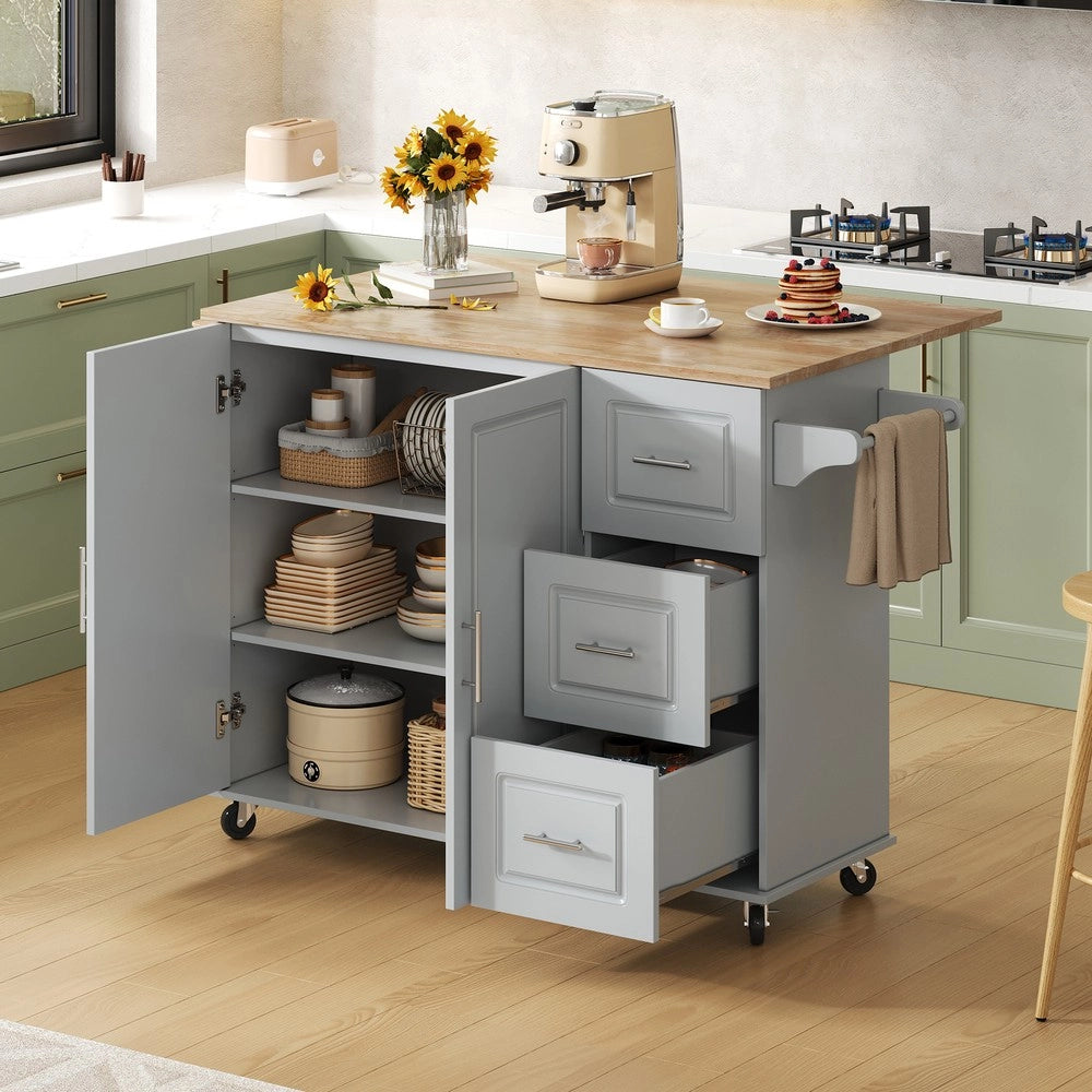 Tavolo da Cucina Pieghevole con Cassetti e Ripiani ¨C Xylo ¨C Rovere, 137x43x92 cm